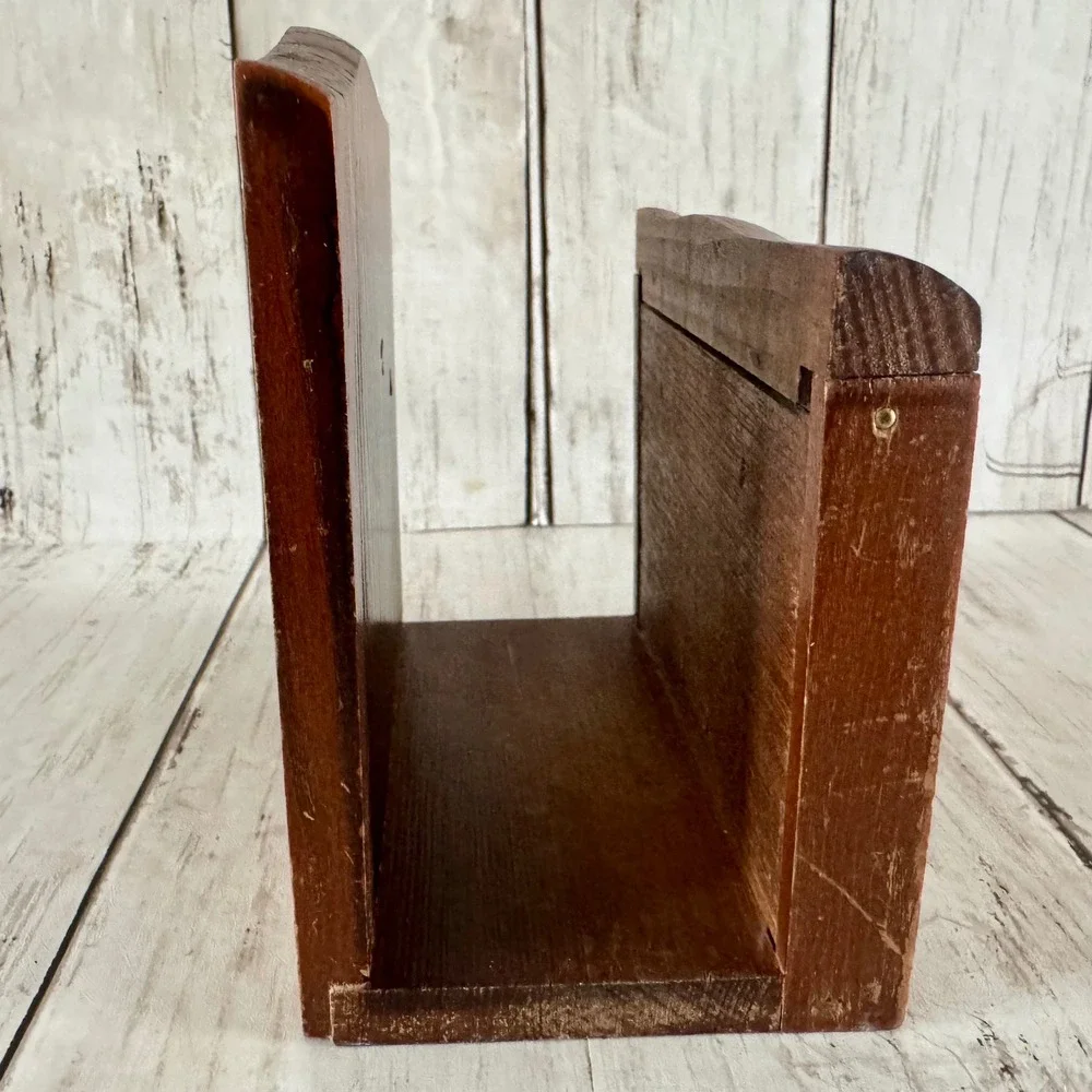 Vintage Wooden Napkin Holder Shadow Box Dried Wheat Beans Seeds Farmhouse Decor